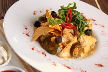Salad with Mexican style nachos