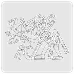 Fototapeta na wymiar monochrome icon with symbols from Aztec codices for your design