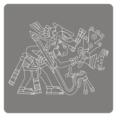 monochrome icon with symbols from Aztec codices for your design