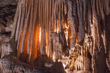 rock formations, stalactites and stalagmites in a cave
