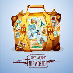 Touristic Suitcase With Stamps