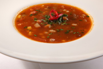 Spicy Soup with peppers and beans