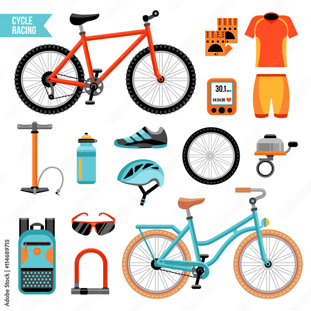 Canvas Prints bike and cycling accessories set