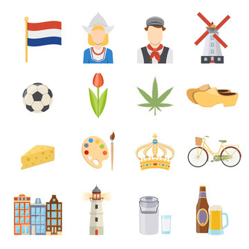 Netherlands Flat Icons Set