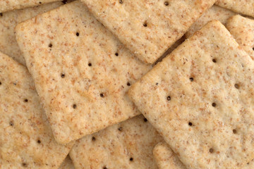 Very close view of organic whole wheat crackers.