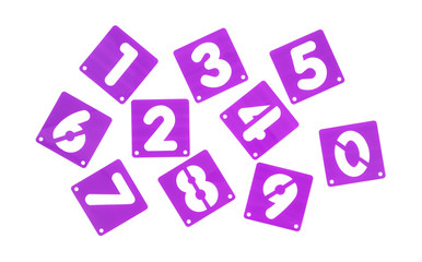 Poster board stencil templates numbers isolated on a white background.