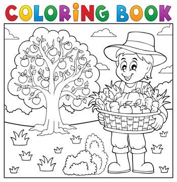 Coloring book farmer with harvest 3