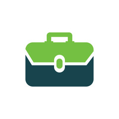 Bag Flat icon and Logo vector green, blue color