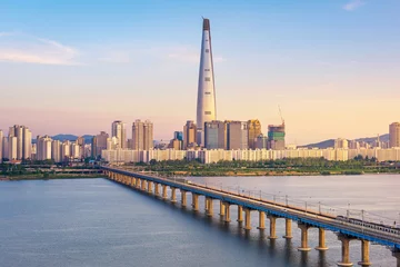 Fotobehang Seoul Subway en Seoul City Skyline, Zuid-korea © CJ Nattanai