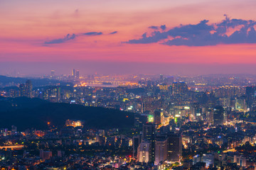 Fototapeta na wymiar Korea,Seoul at night, South Korea city skyline