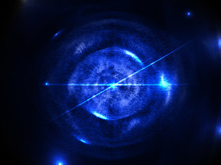 Abstract Background/Texture: Blue Abstract Space Explosion with sphere shapes and particles