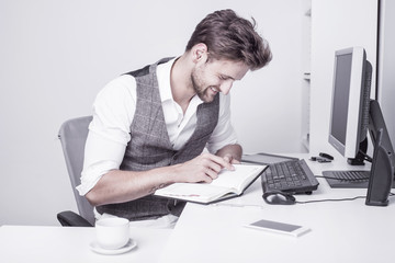 Young man working in the office