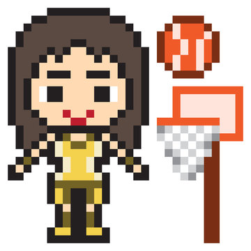 Illustration Design Pixel Art Basketball