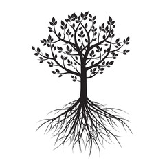 Shape of Tree and Roots. Vector Illustration.