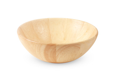 wooden bowl on white background