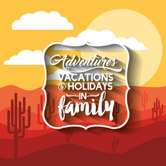 family holiday message with landscape background isolated icon d