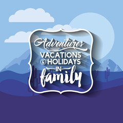family holiday message with landscape background isolated icon d