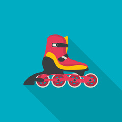Roller skate vector.. Flat style with long shadow. Illustration.