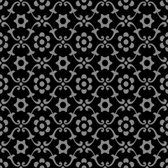 Fototapeta premium Elegant antique silver and black background 412_vintage curve spiral round flower 