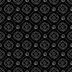 Fototapeta premium Elegant antique silver and black background 418_round cross dot line flower 