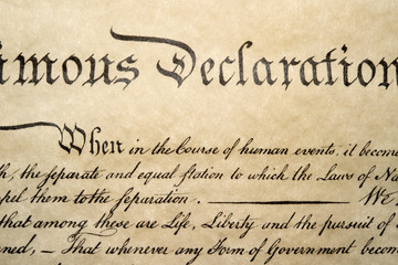 Declaration of independence 4th july 1776 close up