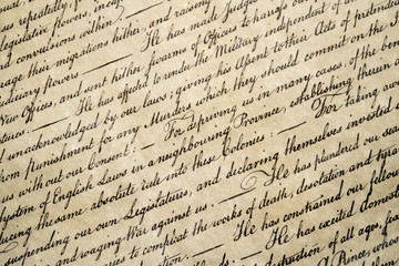 Declaration of independence 4th july 1776 close up