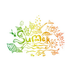 summer lettering. Sketch and handwritten. Summertime