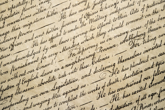 Declaration of independence 4th july 1776 close up