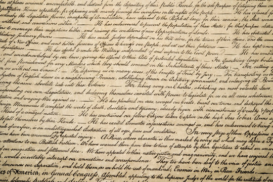 Declaration of independence 4th july 1776 close up