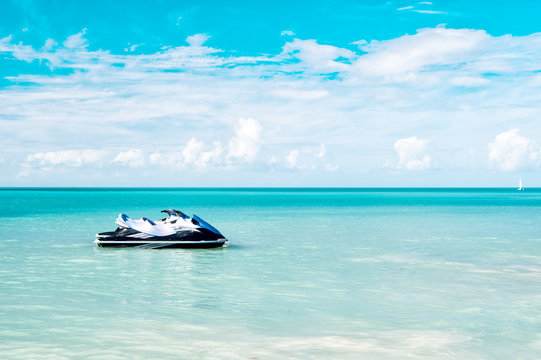 Jet Ski Moored in the Caribbean Sea
