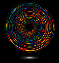 Abstract technology concept background with colorful radial lines