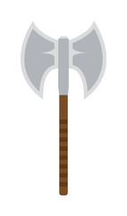 Axe steel weapon isolated and sharp axe flat weapon weapon icon isolated on white and knight axe cartoon flat icon of handle war work equipment vector illustration.