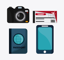 Trip icon set. Time to travel design. Vector graphic