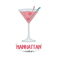 Manhattan cocktail for a customer illustration for bar business
