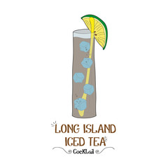 Long island iced tea cocktail for a customer illustration for bar business