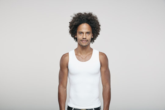 Portrait of man with afro