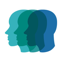 Blue faces icon. Head design. Vector graphic