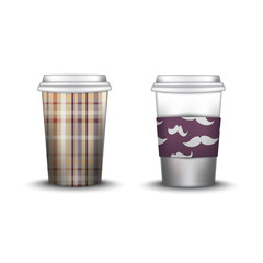 Coffee Cup With Patterns Template. Vector Illustration. Takeaway   set, Mockup
