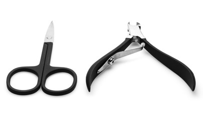 manicure tools - shears, nail wire cutters on a white background