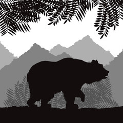 Obraz na płótnie Canvas Bear icon. Landscape background. Vector graphic