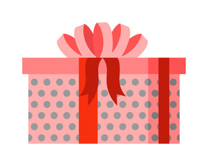 Vector gift box cardboard empty container packaging. Gift box carton package paper, ribbon bow. Gift box celebration holiday warehouse receive icon