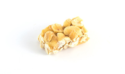 Peanut brittle isolated on white background
