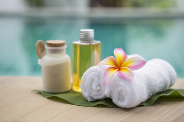Spa concept at poolside background