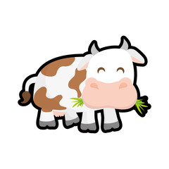 Farm animal concept represented by cow cartoon icon. isolated and flat illustration 
