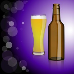 Bottle of beer, glass  