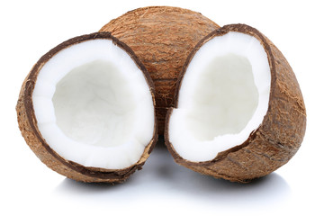 Kokosnuss Kokosnüsse Frucht geschnitten Hälfte Früchte Freist