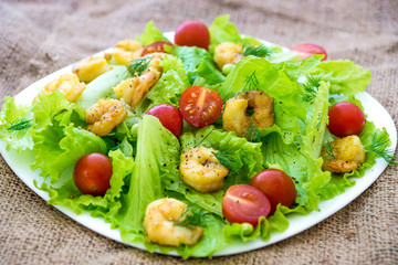 Shrimp salad with cherry tomatoes