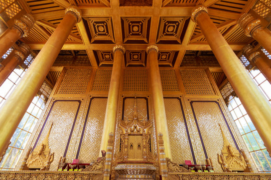 BAGO, MYANMAR - APRIL 26: The palace of the king in Myanmar in the past. Kambawzathardi golden palace. Kambodza Thadi Palace, Kanbawzathadi Palace in Bago, Myanmar 26 April 2016.