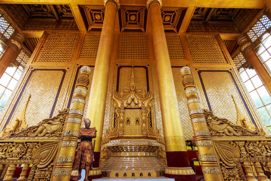 BAGO, MYANMAR - APRIL 26: The palace of the king in Myanmar in the past. Kambawzathardi golden palace. Kambodza Thadi Palace, Kanbawzathadi Palace in Bago, Myanmar 26 April 2016.