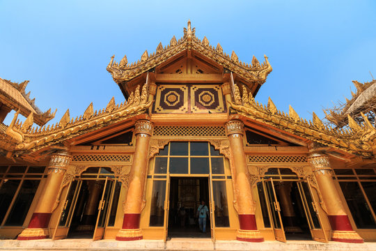 BAGO, MYANMAR - APRIL 26: The palace of the king in Myanmar in the past. Kambawzathardi golden palace. Kambodza Thadi Palace, Kanbawzathadi Palace in Bago, Myanmar 26 April 2016.